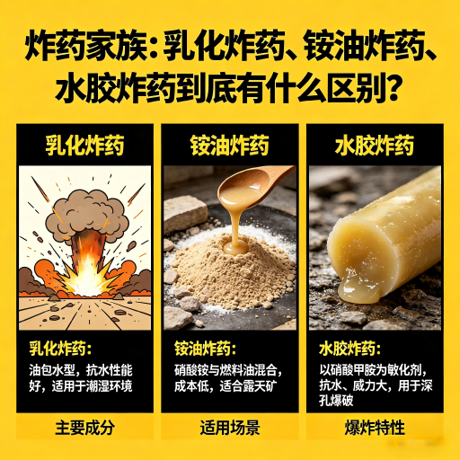 义安炸药家族：乳化炸药、铵油炸药、水胶炸药到底有什么区别？